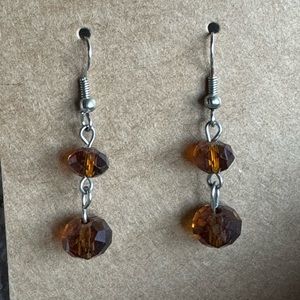 Amber color crystal beaded earrings